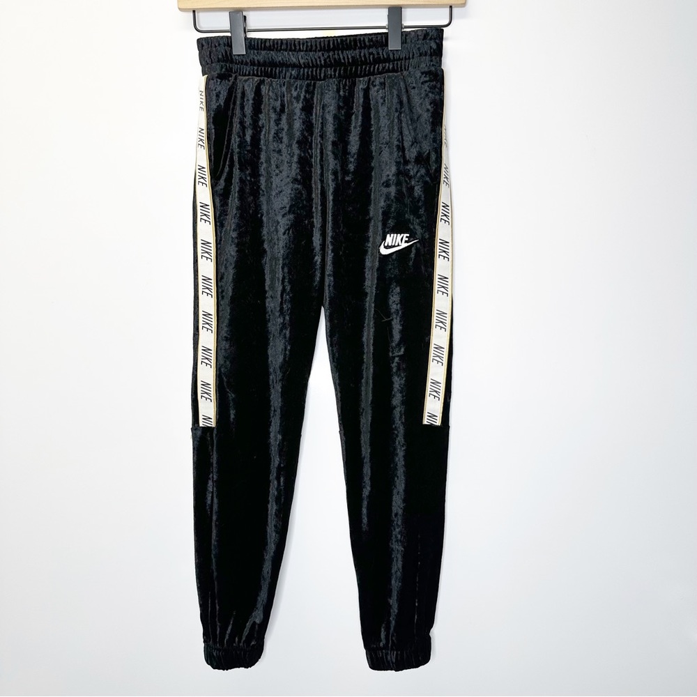 Nike Youth Kids Black velour track pants jogger size small